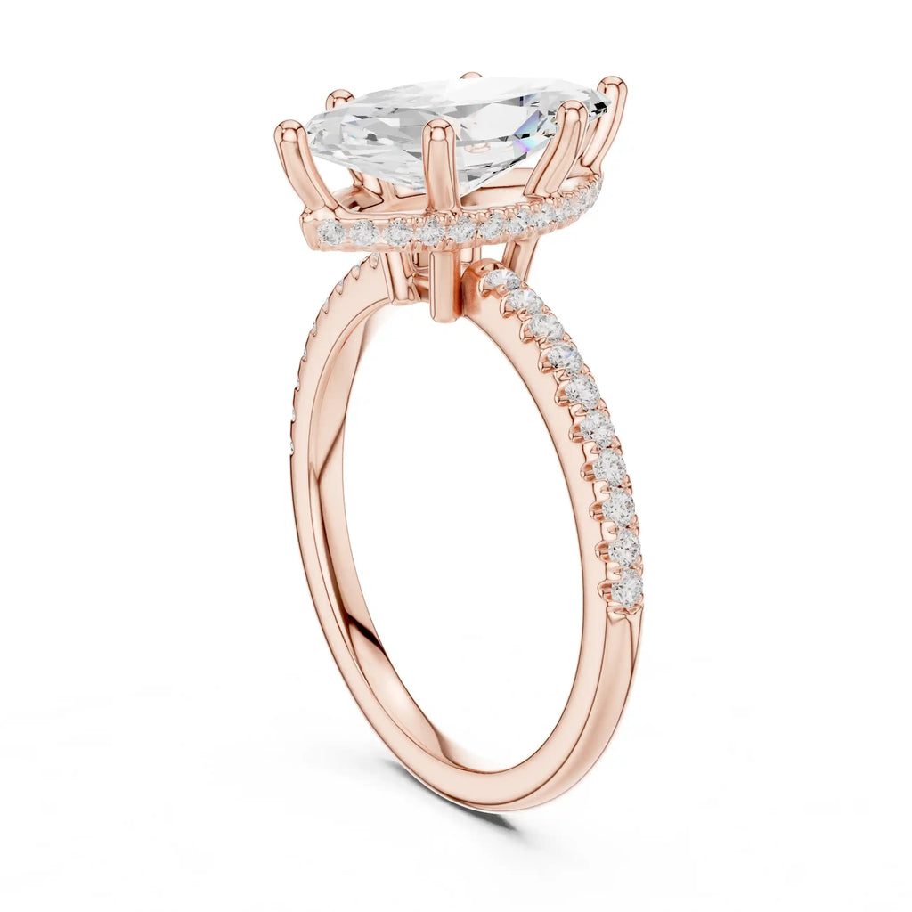 Marquise Cut Diamond  Ring with Pavé Band
