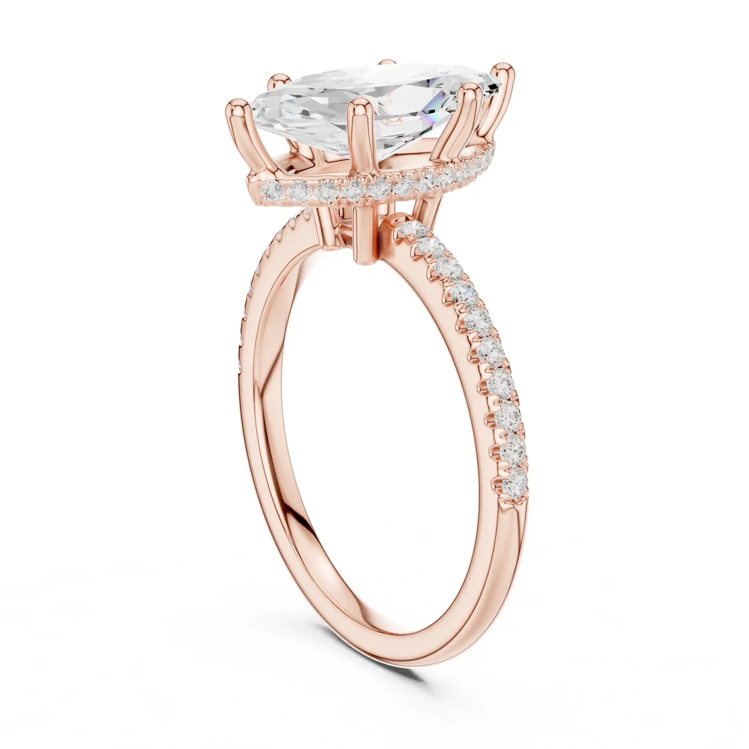 Marquise Cut Diamond  Ring with Pavé Band