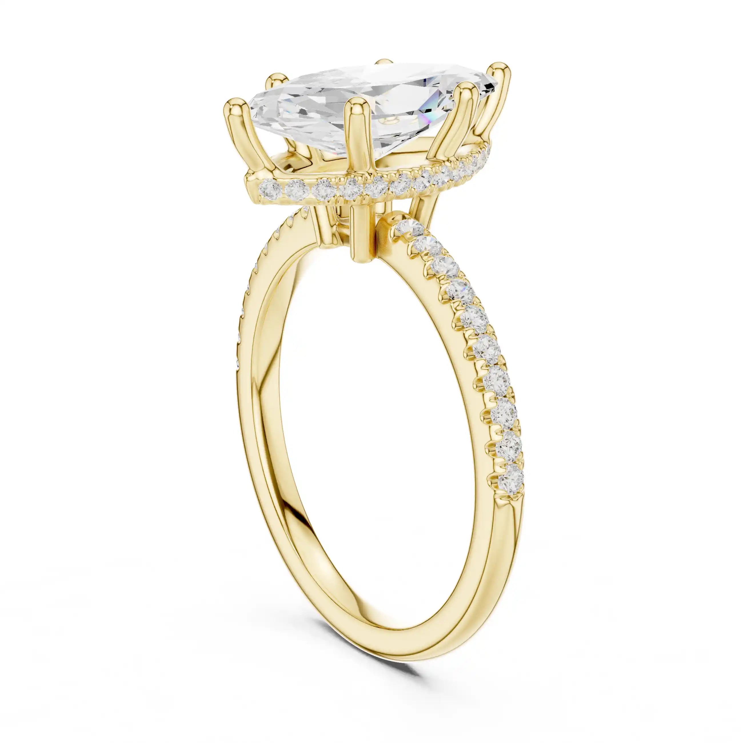 Marquise Cut Diamond  Ring with Pavé Band