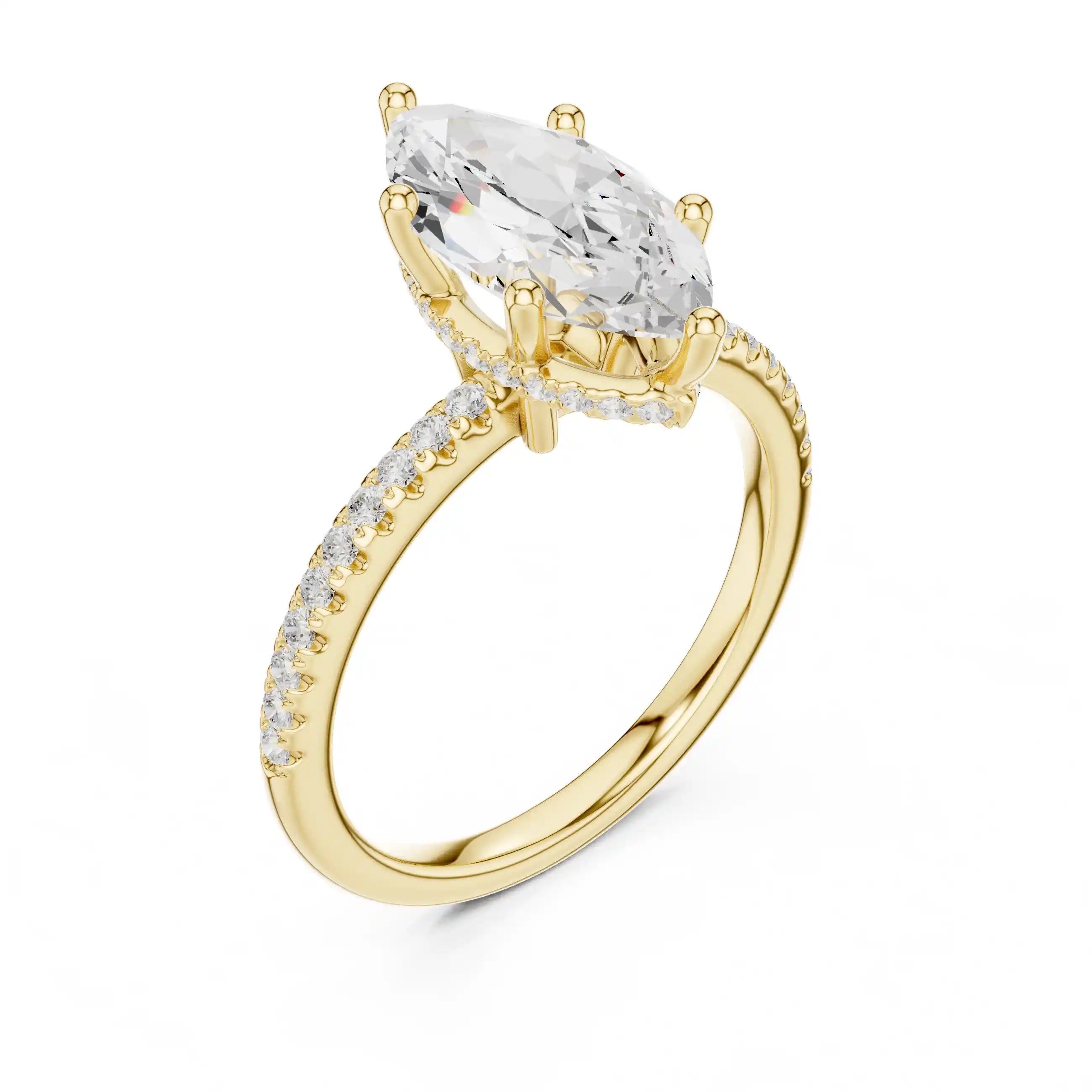 Marquise Cut Diamond  Ring with Pavé Band