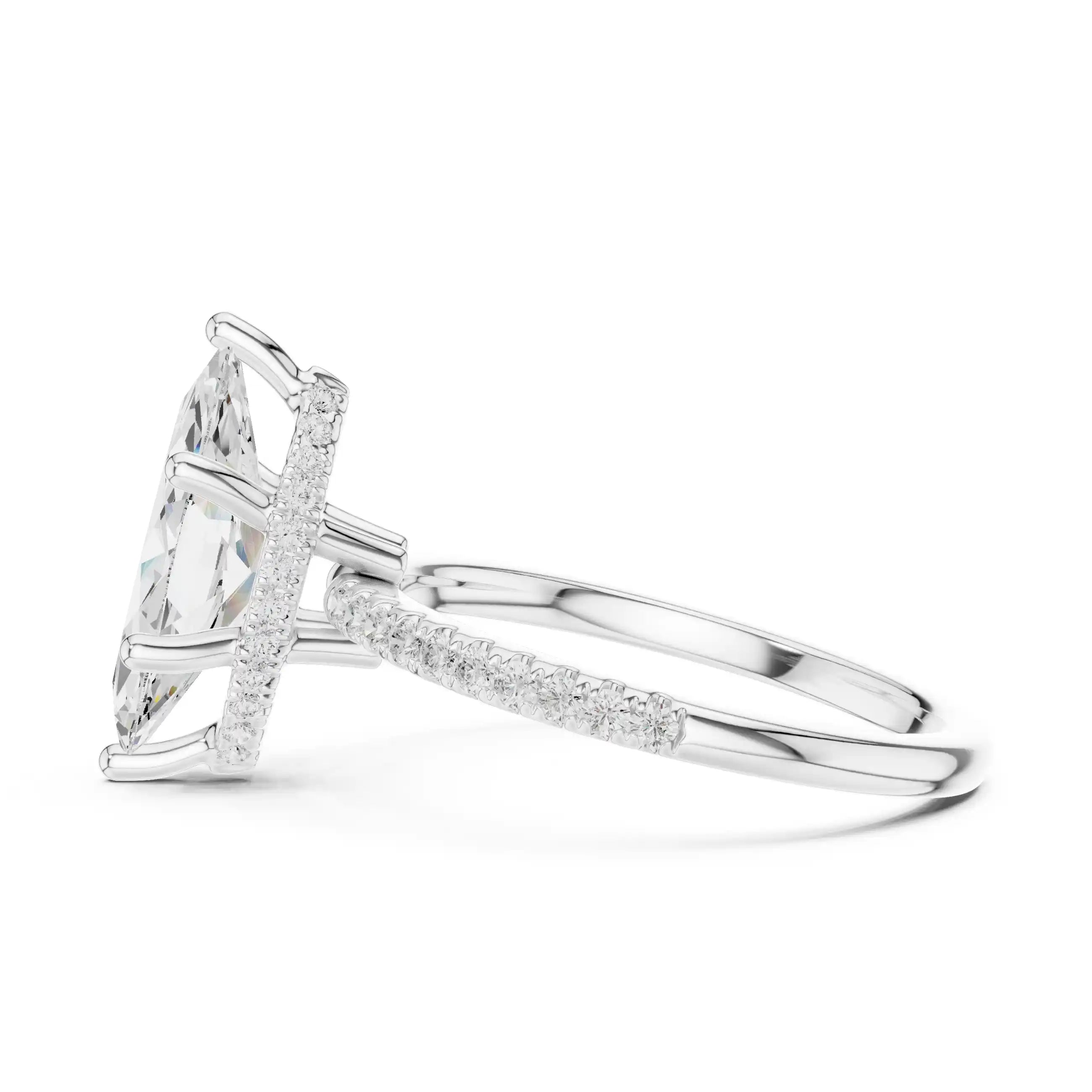 Marquise Cut Diamond  Ring with Pavé Band