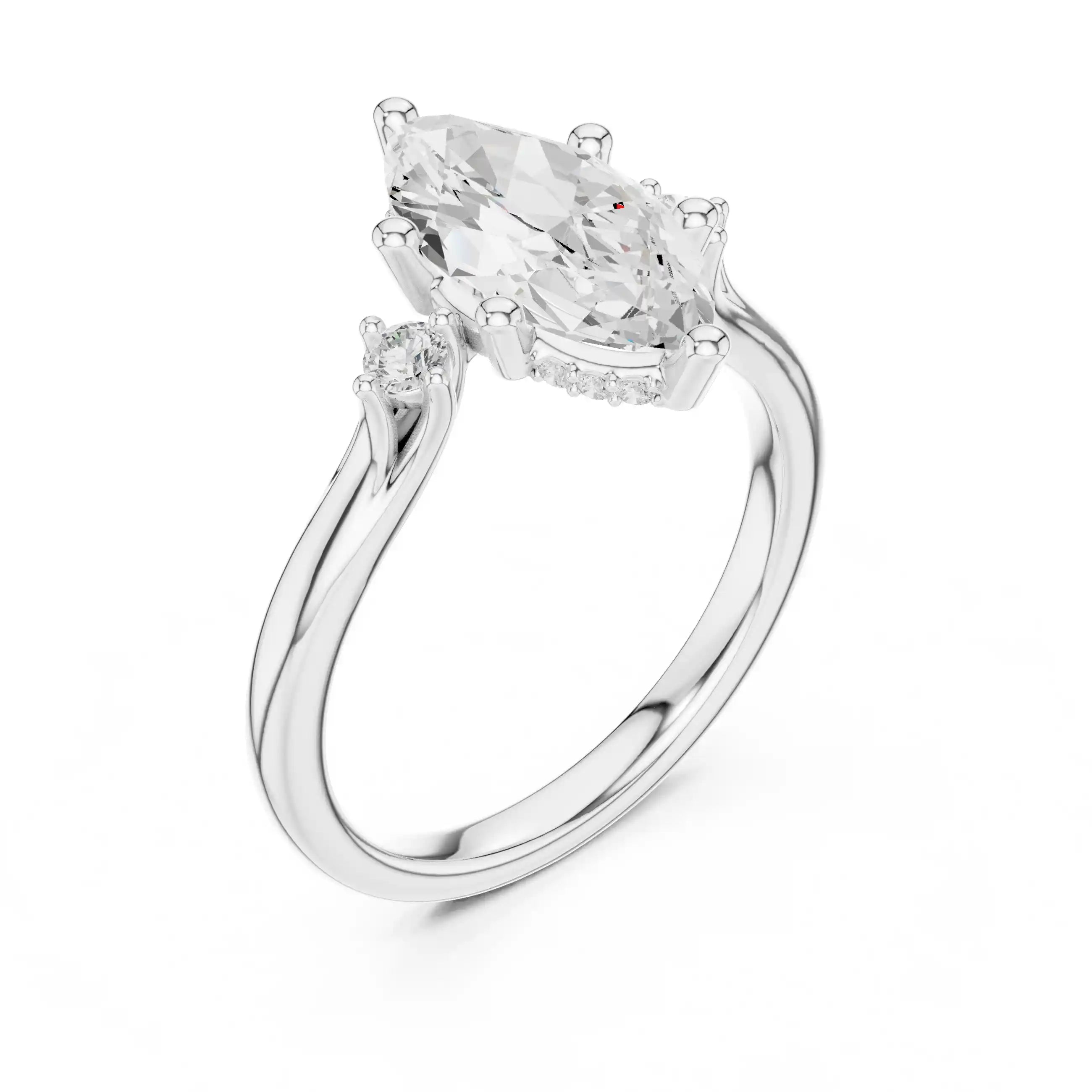 Marquise-Cut Diamond Three-Stone Ring