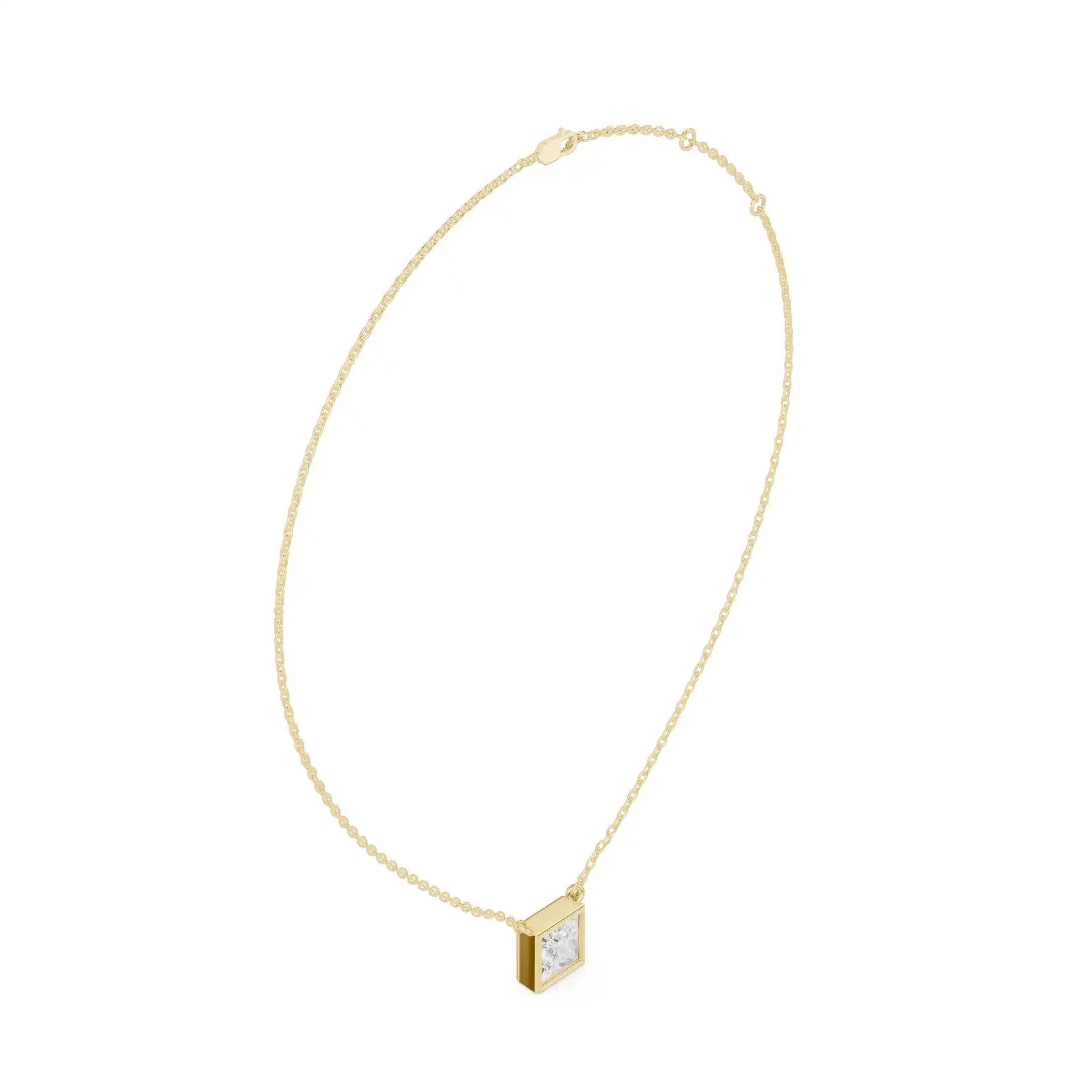 Bezel Set Solitaire Necklace