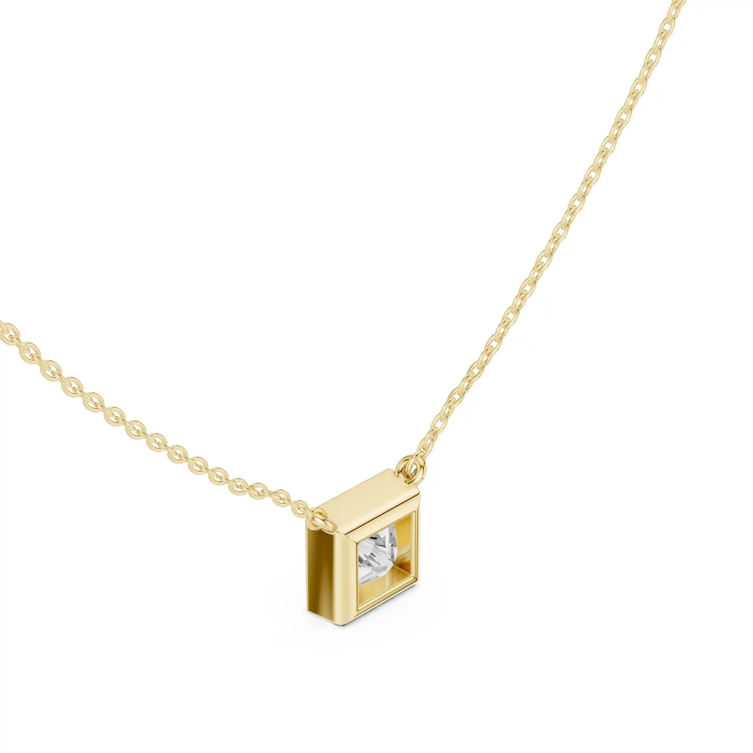 Bezel Set Solitaire Necklace