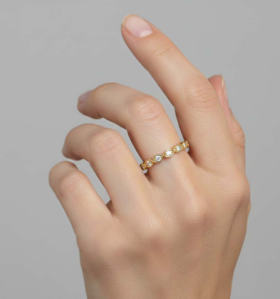 Half Eternity Lab Diamond Ring