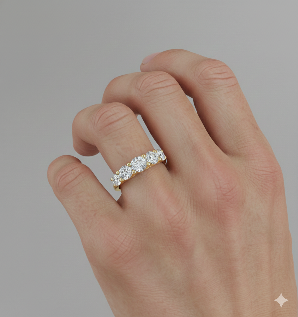Classic 5 Stone Ring : Comfort Fit