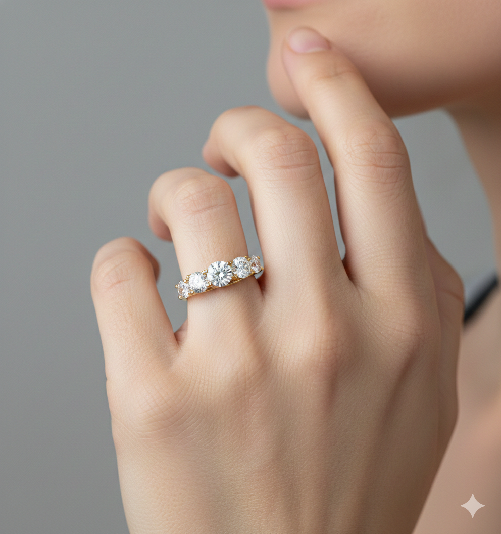 Classic 5 Stone Ring : Comfort Fit