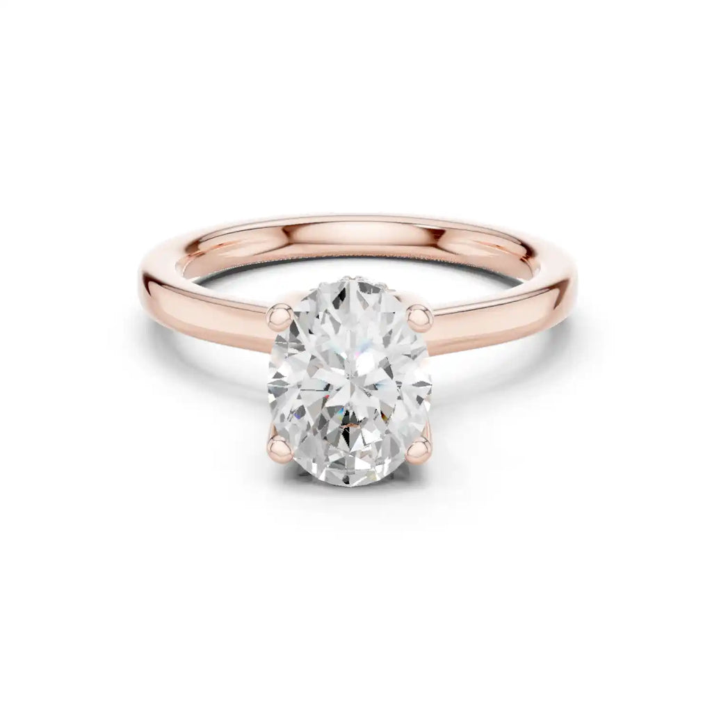 Oval Cut Diamond Engagement Ring with Hidden Halo