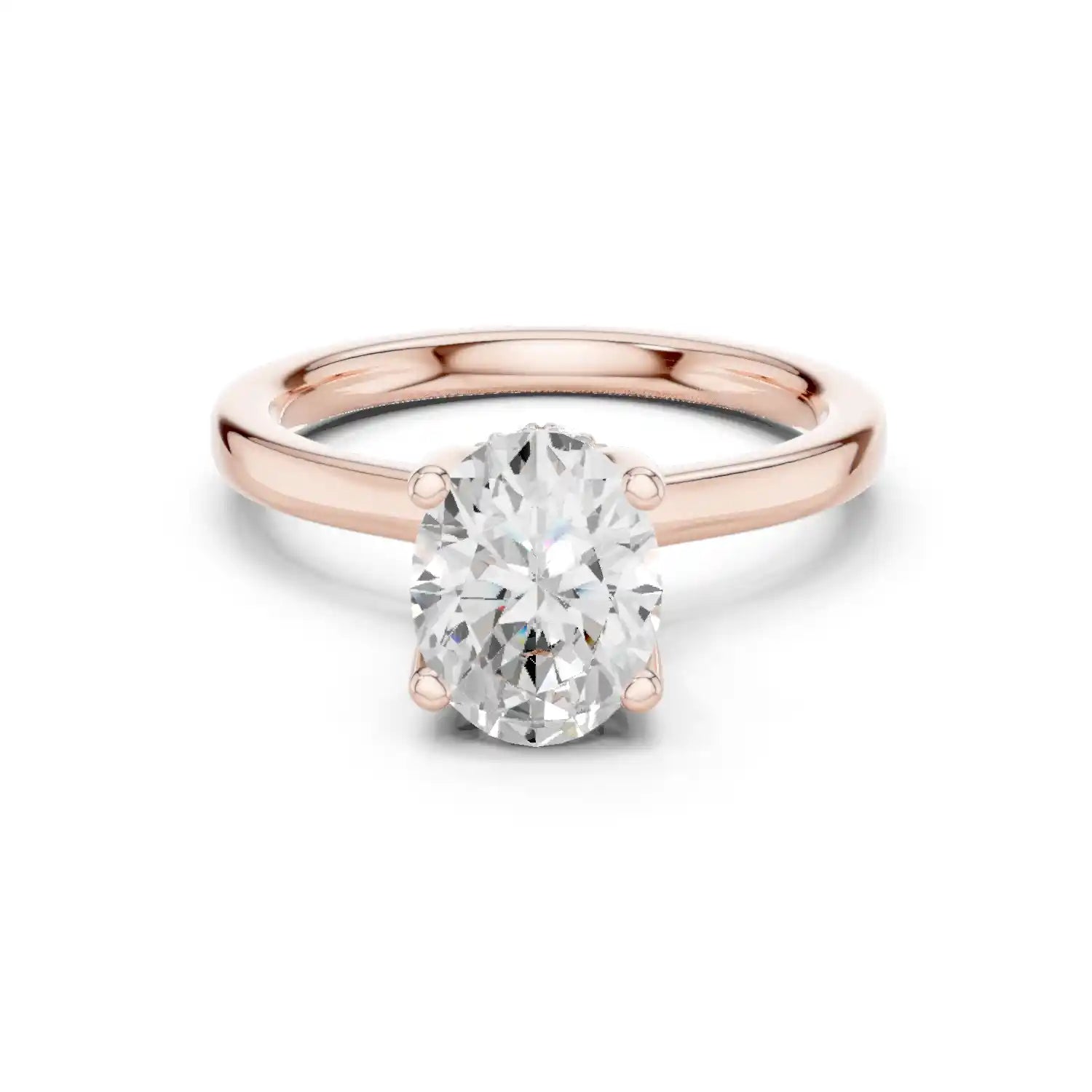 Oval Cut Diamond Engagement Ring with Hidden Halo
