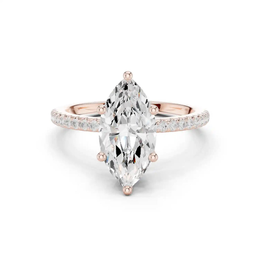 Marquise Cut Diamond  Ring with Pavé Band