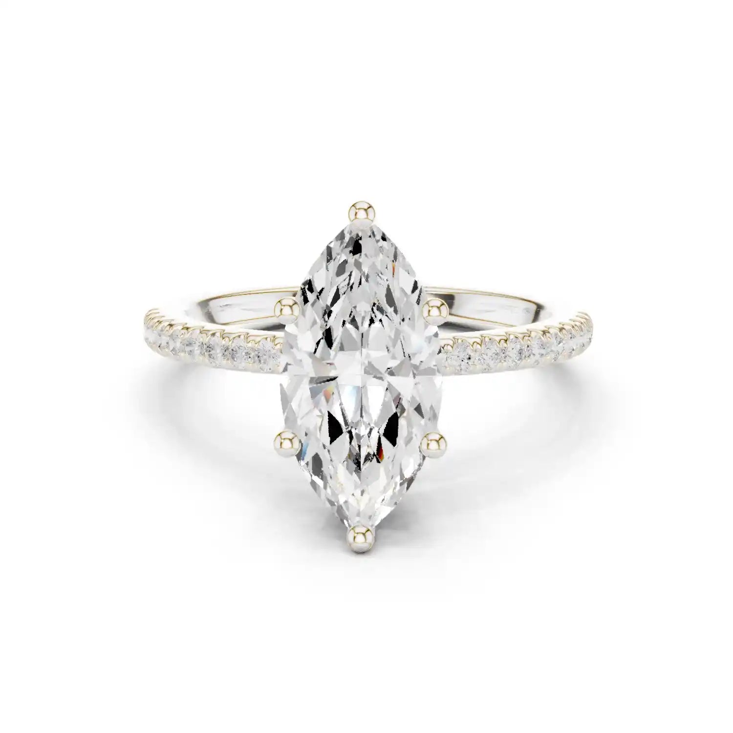 Marquise Cut Diamond  Ring with Pavé Band