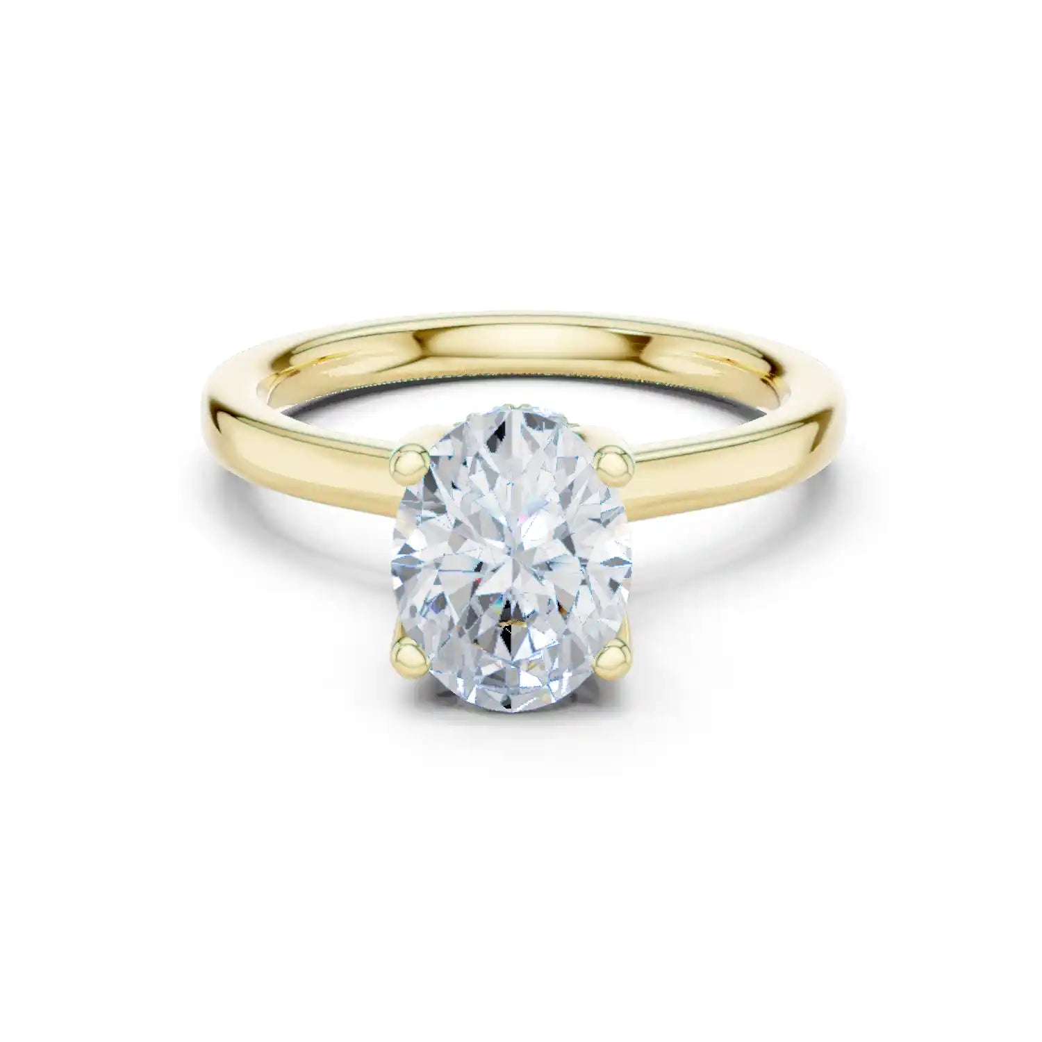 Oval Cut Diamond Engagement Ring with Hidden Halo