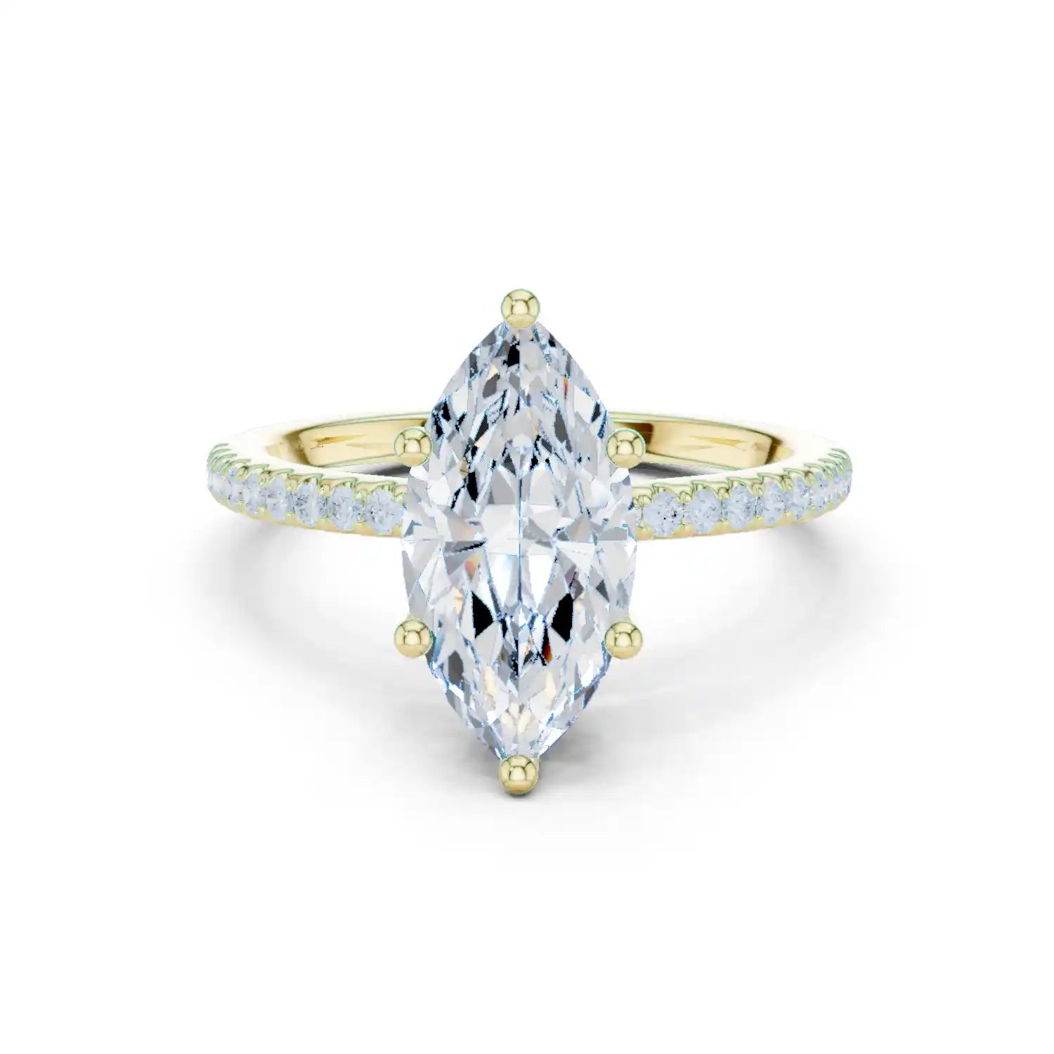 Marquise Cut Diamond  Ring with Pavé Band