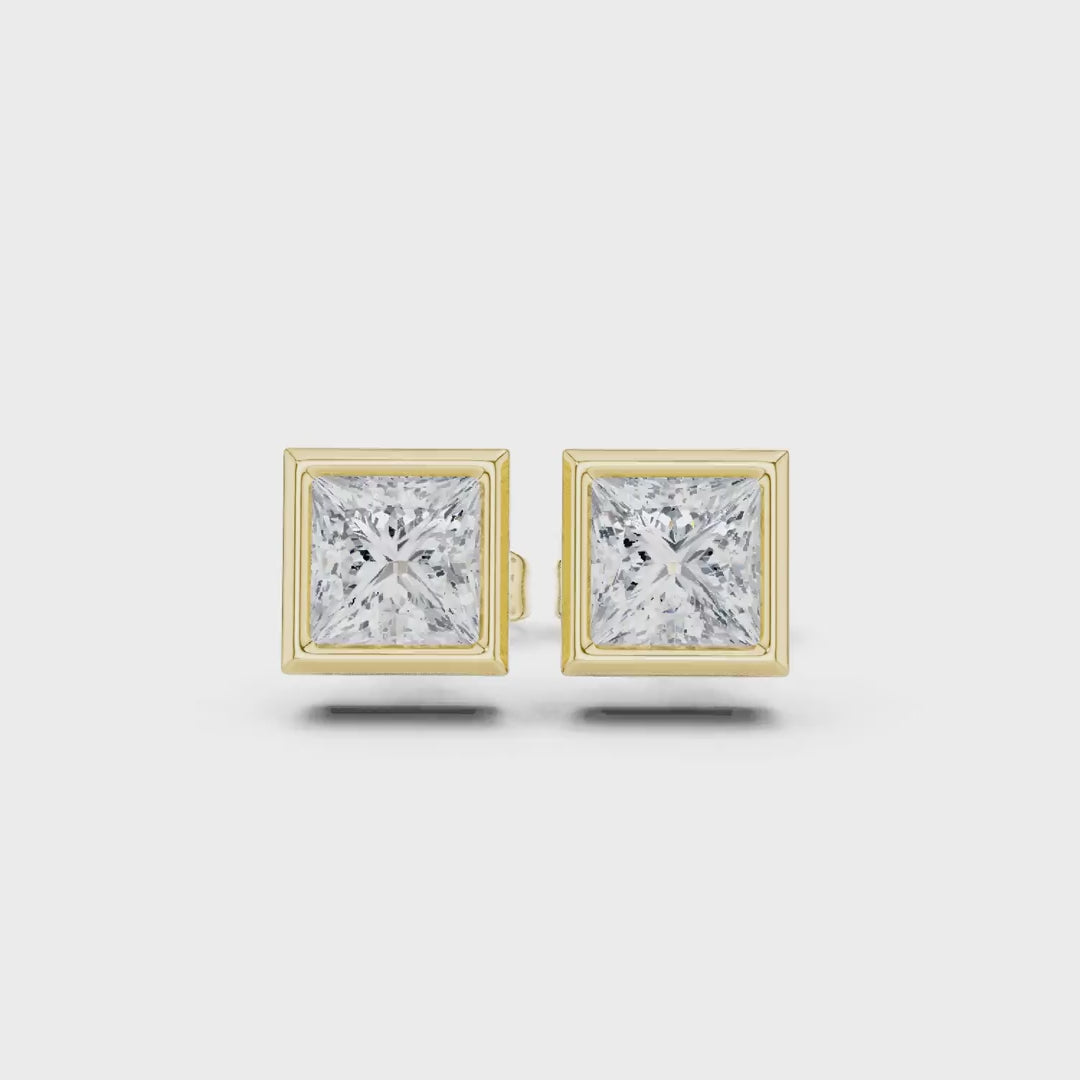 Dylemma Essential Bezel Set Studs - Princess